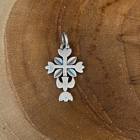 RETIRED James Avery Tulip Descending Dove Cross Pendant, Sterling Silver - Picture 1 of 2